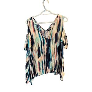 a.n.a Women's XL Cold Shoulder Blouse Top Multicolor XL